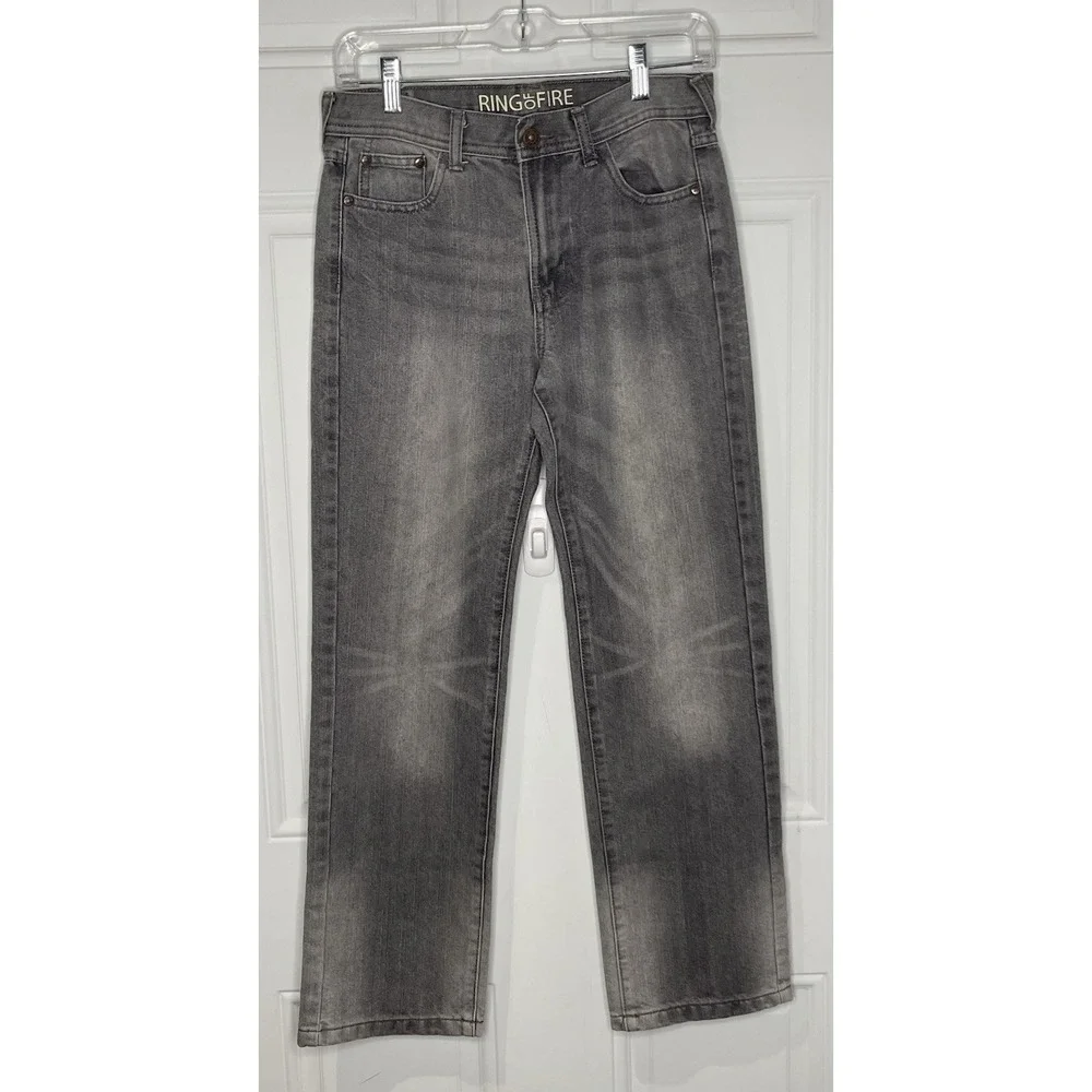 Ring of Fire Boys Size 16 Gray Slim Denim Jeans Straight Leg Mid Rise